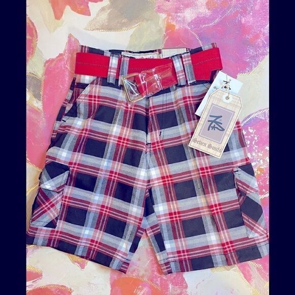 Kids Seven Souls Boys Plaid Fashion Shorts Size 5 - Picture 1 of 9